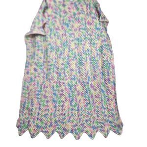 Vintage Crochet Blanket Baby Crib Zig Zag Blue/Pink/White/Green/Purple 40X37
